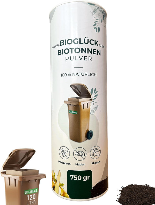Biotonnenpulver aus mineralischer Tonerde gegen Nässe und Geruch in der Biotonne