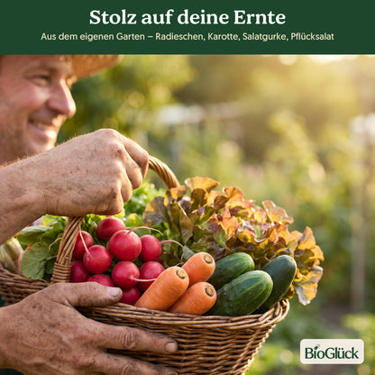 Stolz auf deine Ernte: Korb mit Gemüse aus dem Küchengarten Set