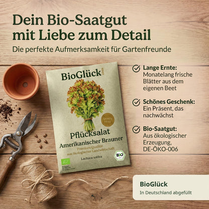 Bio-Saatgut mit Liebe zum Detail: Samentüte mit Gartenschere und Tontopf