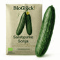BioGlück Bio-Salatgurke Sonja: Samentüte aus Graspapier mit frischer Gurke