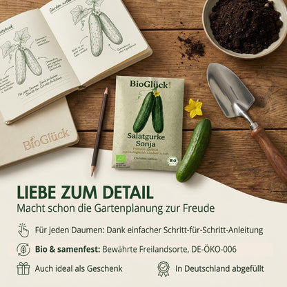 Liebe zum Detail: Samentüte mit Anleitung und Gartenwerkzeug