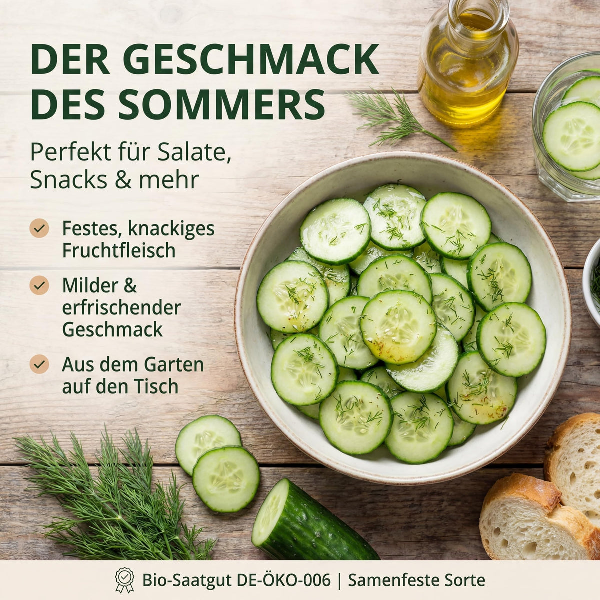 Der Geschmack des Sommers: Gurkensalat mit Dill