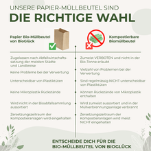 Lade das Bild in den Galerie-Viewer, BIOGLÜCK® Biomüllbeutel 10 l mit Blockboden – reißfestes Kraftpapier mit extra verstärktem Boden
