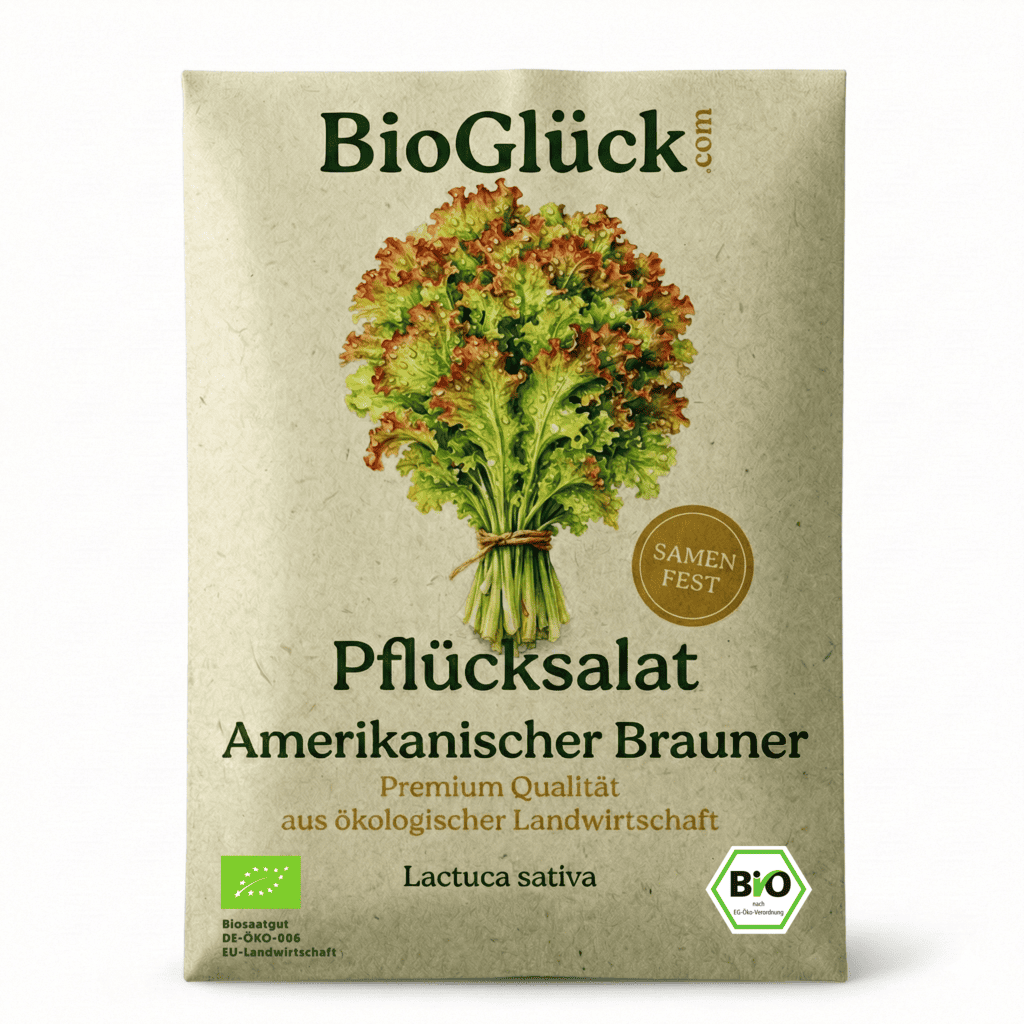 Bio Pflücksalat Samen Amerikanischer Brauner samenfest in nachhaltiger Graspapier-Verpackung