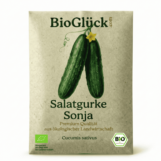 Bio Salatgurke Sonja Samen samenfest in plastikfreier Graspapier-Tüte