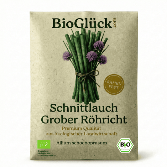 Bio Schnittlauch Samen Grober Röhricht samenfest in Graspapier-Tüte