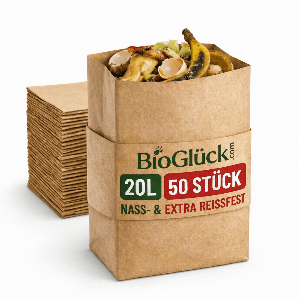 BioGlück® Papier - Biomüllbeutel 20l – reißfest & nassfest - BioGlück.com