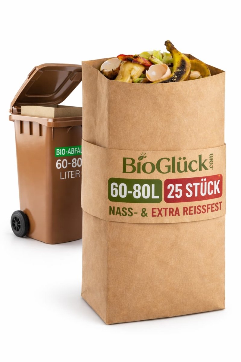 BioGlück® Papier - Biomüllsäcke 60–80l für die Biotonne – reißfest - BioGlück.com