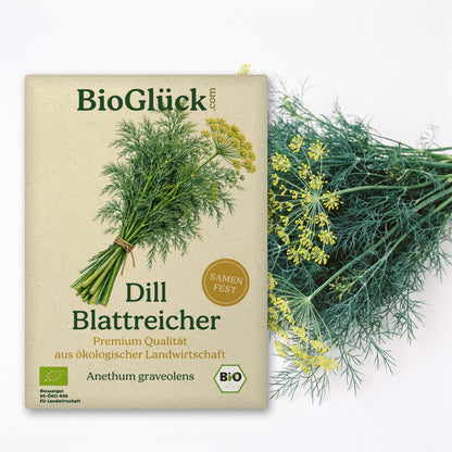 BioGlück Bio-Dill 'Blattreicher': Samentüte aus Graspapier mit Dill Blattreicher
