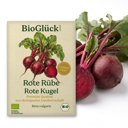 BioGlück Bio-Rote Rübe 'Rote Kugel': Samentüte aus Graspapier mit Rote Rübe Rote Kugel