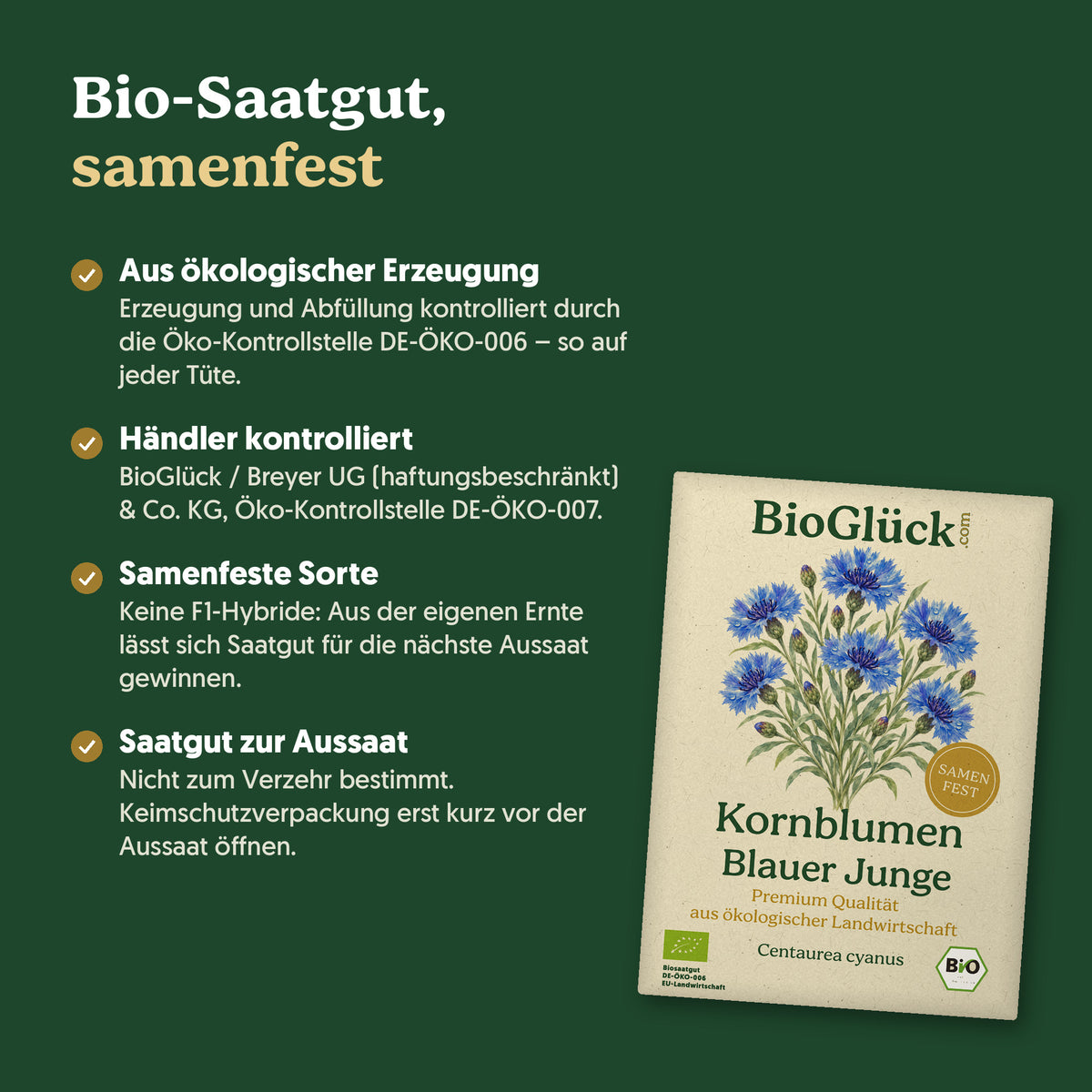 Bio-Saatgut, samenfest: Kontrollstellen DE-ÖKO-006 und DE-ÖKO-007