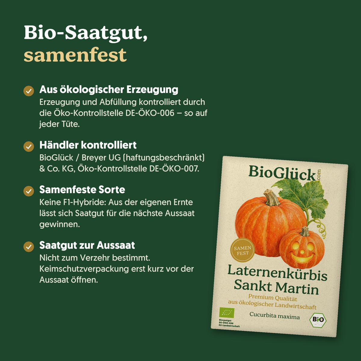 Bio-Saatgut, samenfest: Kontrollstellen DE-ÖKO-006 und DE-ÖKO-007