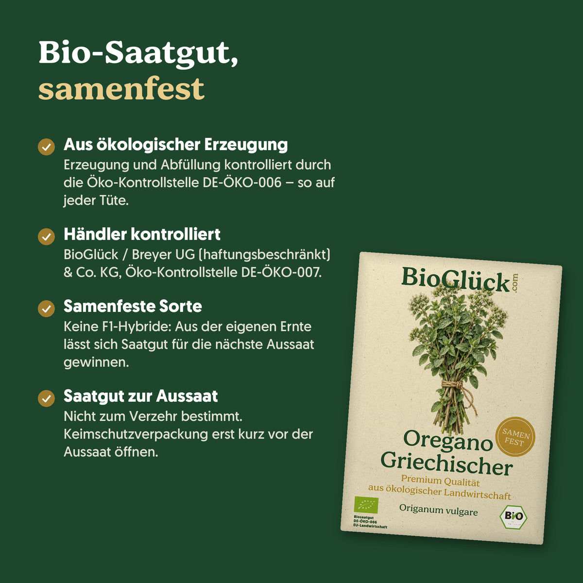 Bio-Saatgut, samenfest: Kontrollstellen DE-ÖKO-006 und DE-ÖKO-007