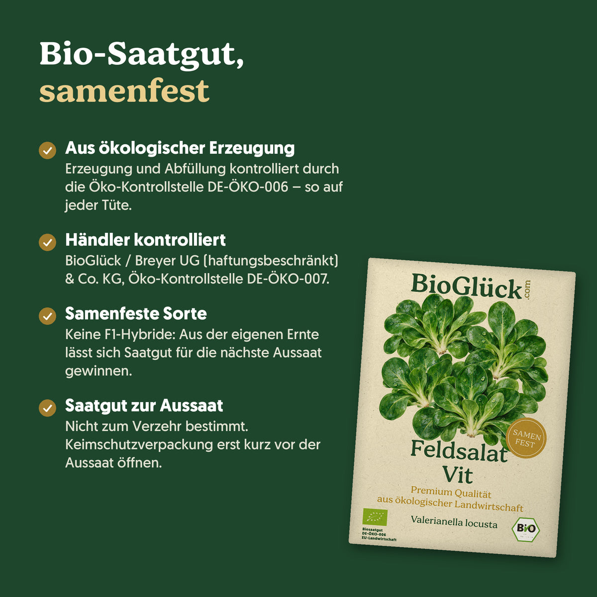Bio-Saatgut, samenfest: Kontrollstellen DE-ÖKO-006 und DE-ÖKO-007