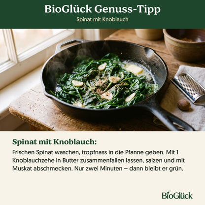 BioGlück Genuss-Tipp: Spinat mit Knoblauch