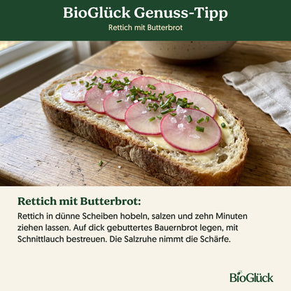 BioGlück Genuss-Tipp: Rettich mit Butterbrot