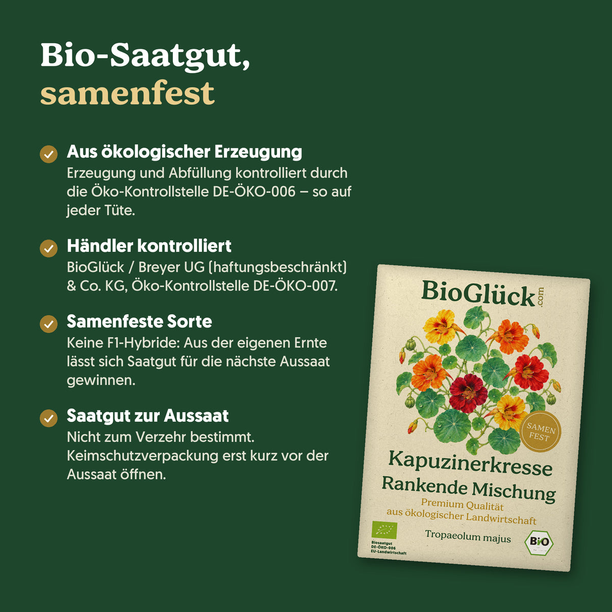 Bio-Saatgut, samenfest: Kontrollstellen DE-ÖKO-006 und DE-ÖKO-007