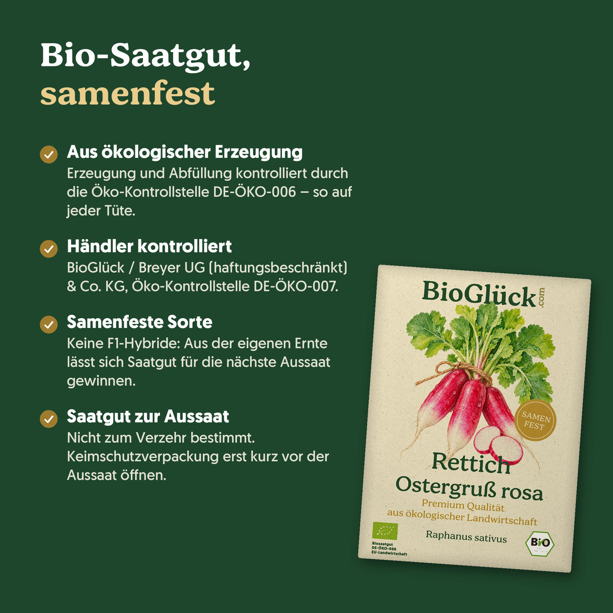 Bio-Saatgut, samenfest: Kontrollstellen DE-ÖKO-006 und DE-ÖKO-007