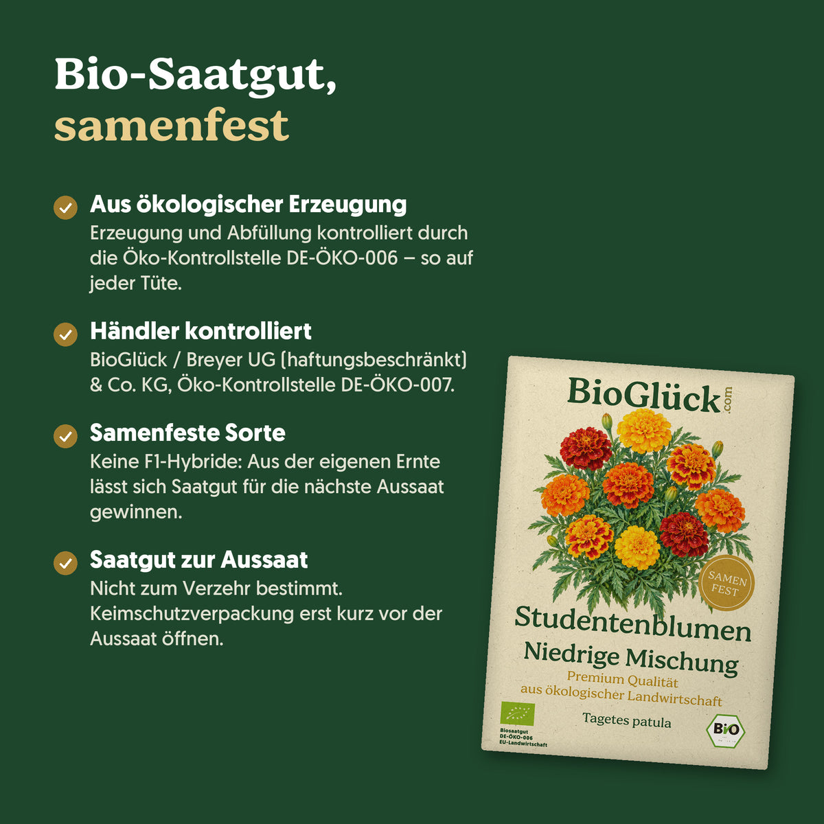 Bio-Saatgut, samenfest: Kontrollstellen DE-ÖKO-006 und DE-ÖKO-007
