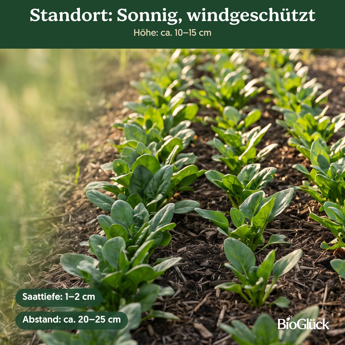 Bio-Spinat 'Monnopa' im Garten: Standort sonnig, windgeschützt