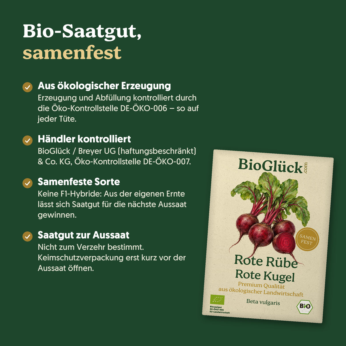 Bio-Saatgut, samenfest: Kontrollstellen DE-ÖKO-006 und DE-ÖKO-007