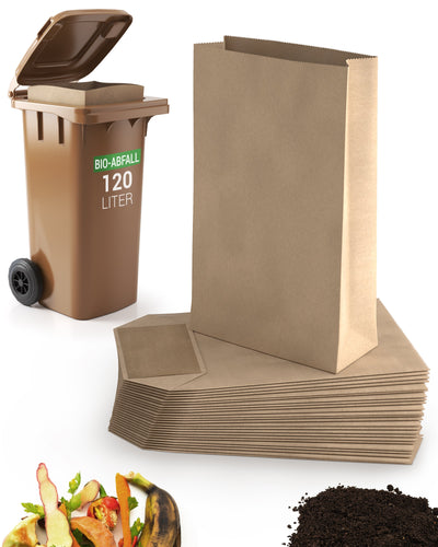 120 Liter Papier Müllsäcke für die Biotonne [25 Stück] - BioGlück.com