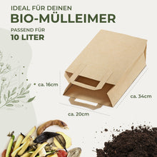 Lade das Bild in den Galerie-Viewer, Bio Müllbeutel 10l Papier mit Henkel - BioGlück.com
