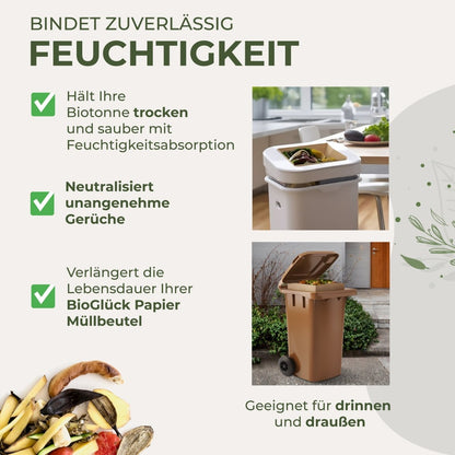 BIOGLÜCK® Biotonnenpulver 750 ml – mineralisches Naturprodukt zur Feuchtigkeitsbindung im Bioabfall - BioGlück.com