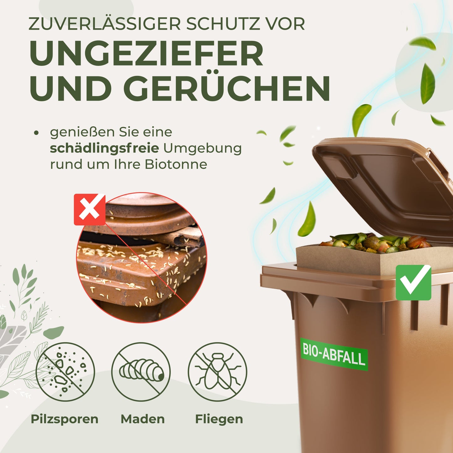 BIOGLÜCK® Biotonnenpulver - Natürliches Tonerde-Pulver wirkt gegen Maden, Fliegen, Pilzsporen und bindet große Mengen Feuchtigkeit - BioGlück.com