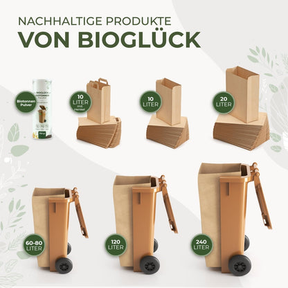 BioGlück® Papier - Biomüllbeutel 20l – reißfest & nassfest - BioGlück.com