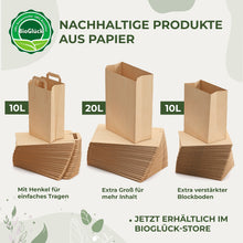 Lade das Bild in den Galerie-Viewer, Biomüllbeutel 10l Papier mit Henkel - BioGlück.com
