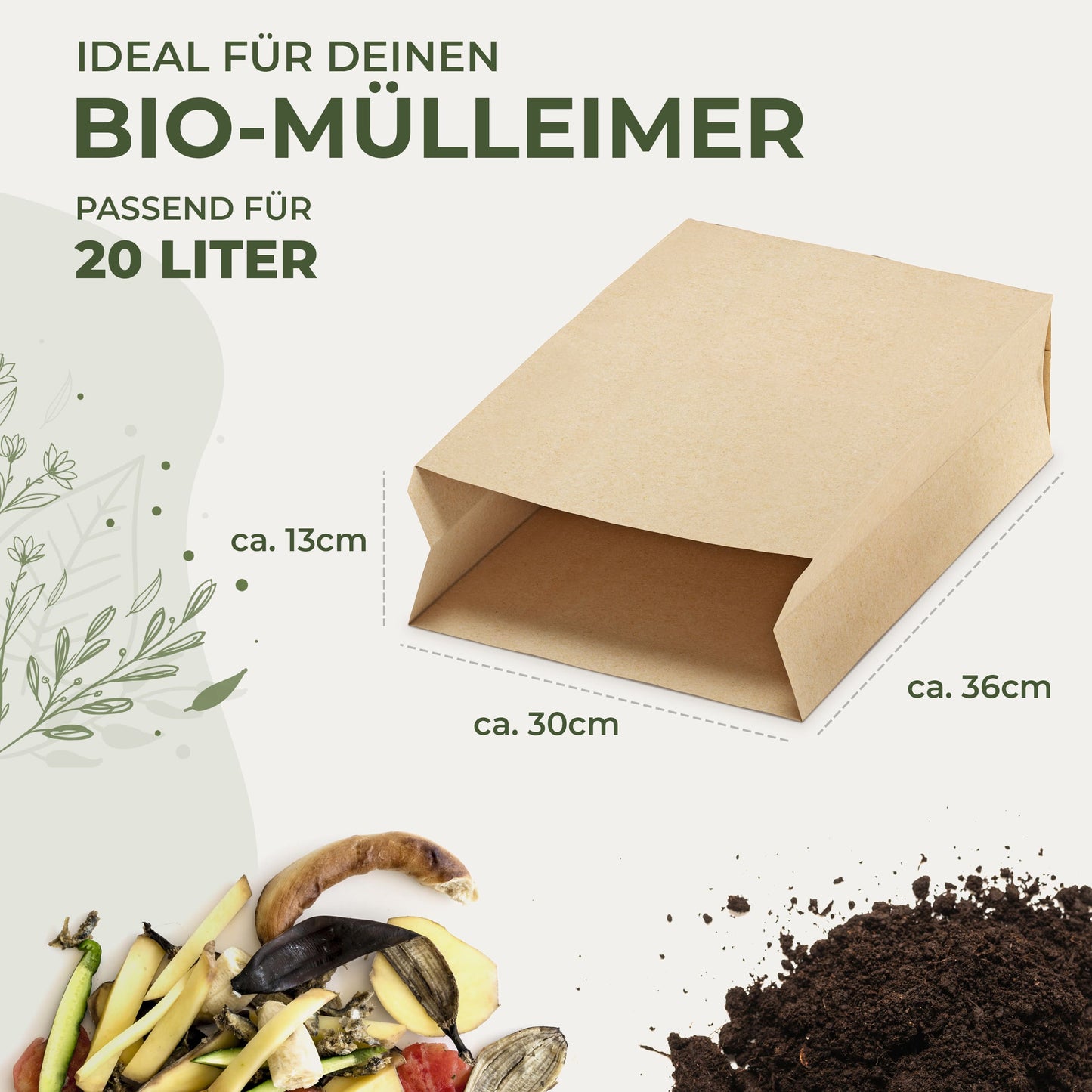 Papier Biomüllbeutel 20l - BioGlück.com